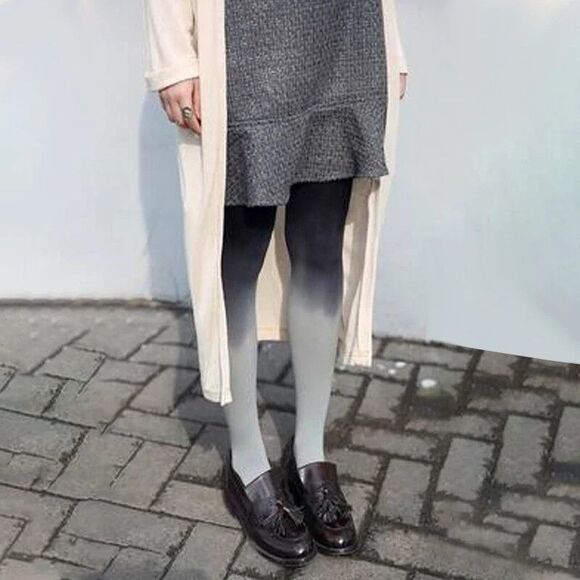 Women Fashion Sexy Black to Gray Nylon Gradient Tights Pantyhose NEW - Picture 2 of 4